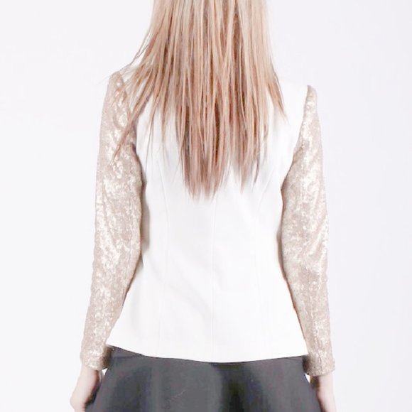 Two Sisters Cream Blazer with Gold Sequin Sleeves - Picture 3 of 3